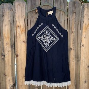 Sweet Wanderer Sleeveless Dress Navy/White